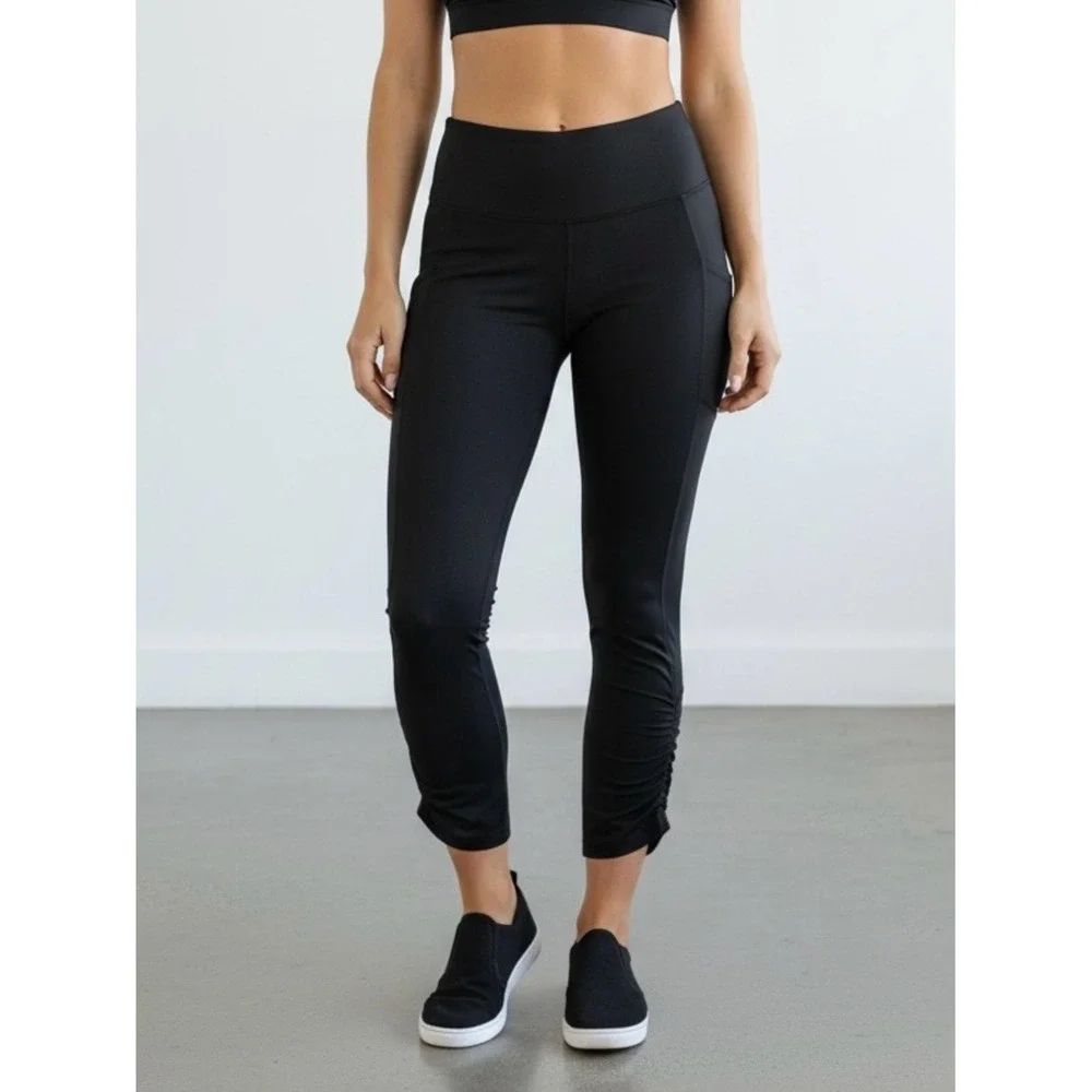 Lululemon High Rise Ruched‎ Ruffle Ankle Leggings Black Size 4